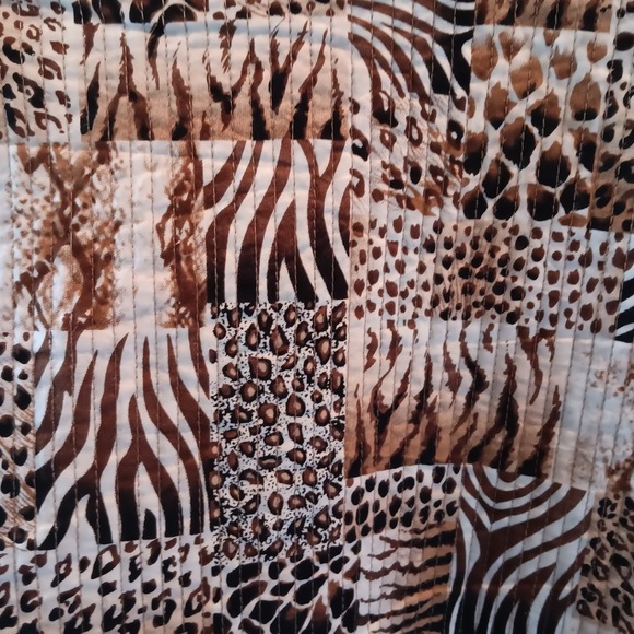 Alfred Dunner Stunner Quilted Patchwork Animal Print Collarless Jacket Size 12 - Picture 12 of 14